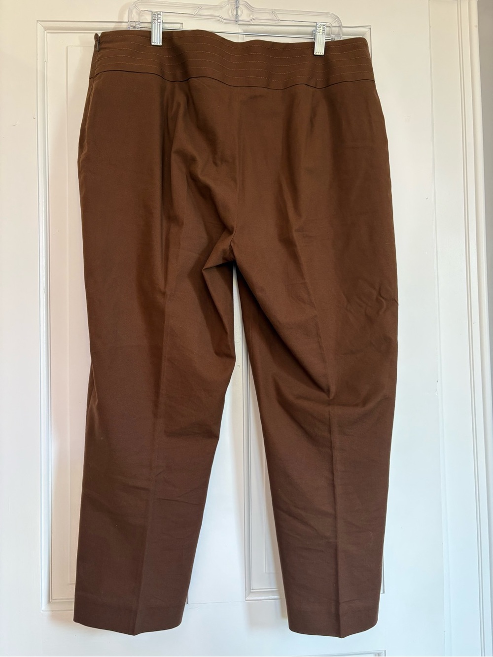Ann Klein Brown Cropped Pants Side Zip High Waist Stretch Casual Office Size 16 - Picture 2 of 10